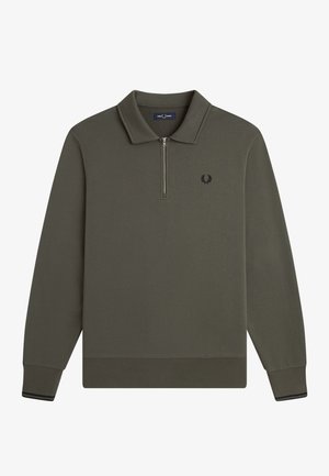 Fred Perry, HALF ZIP COLLARED - Sudadera - field green