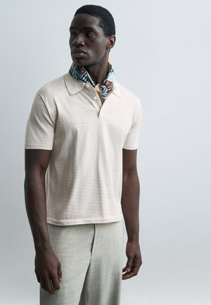 SHORT SLEEVE - Πόλο - beige/white space