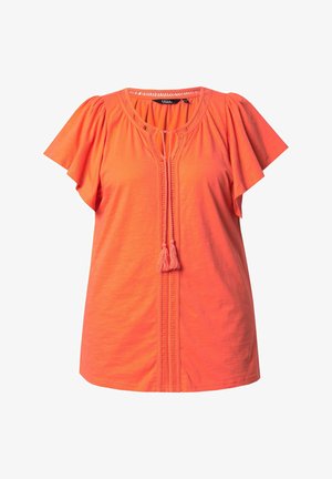 Ulla Popken, WING SLEEVE V-NECK TEE - T-shirt con stampa - coral pink