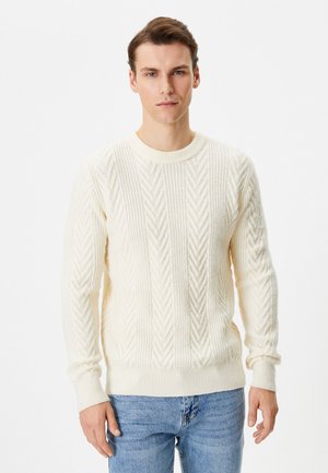 TEXTURED LONG SLEEVE CREW NECK SWEATER - Jersey de punto - beige