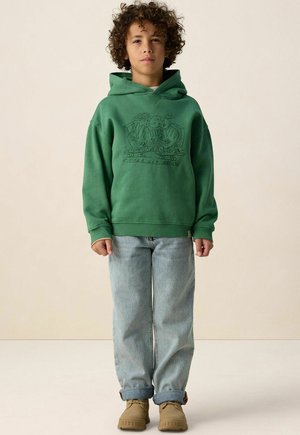 MIT STICKEREI - Kapuzenpullover - dunkelgrün