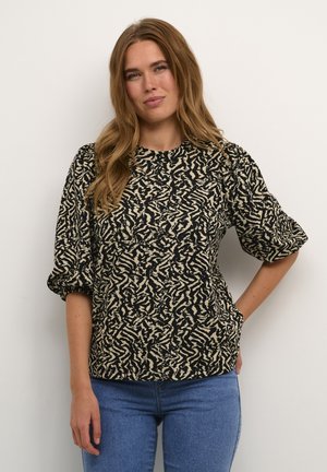 JANNA - Blouse - black off white abstract print