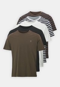 JPRCCLOGAN TEE CREW NECK 5 PACK - T-shirts med print - cloud dancer/slateblack/black/nightsky
