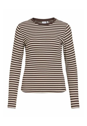 VILA, LONG SLEEVED TOP VIAVERA ROUND NECK - T-shirt à manches longues - coffee bean
