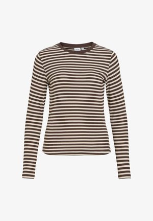 VILA, LONG SLEEVED TOP VIAVERA ROUND NECK - T-shirt à manches longues - coffee bean