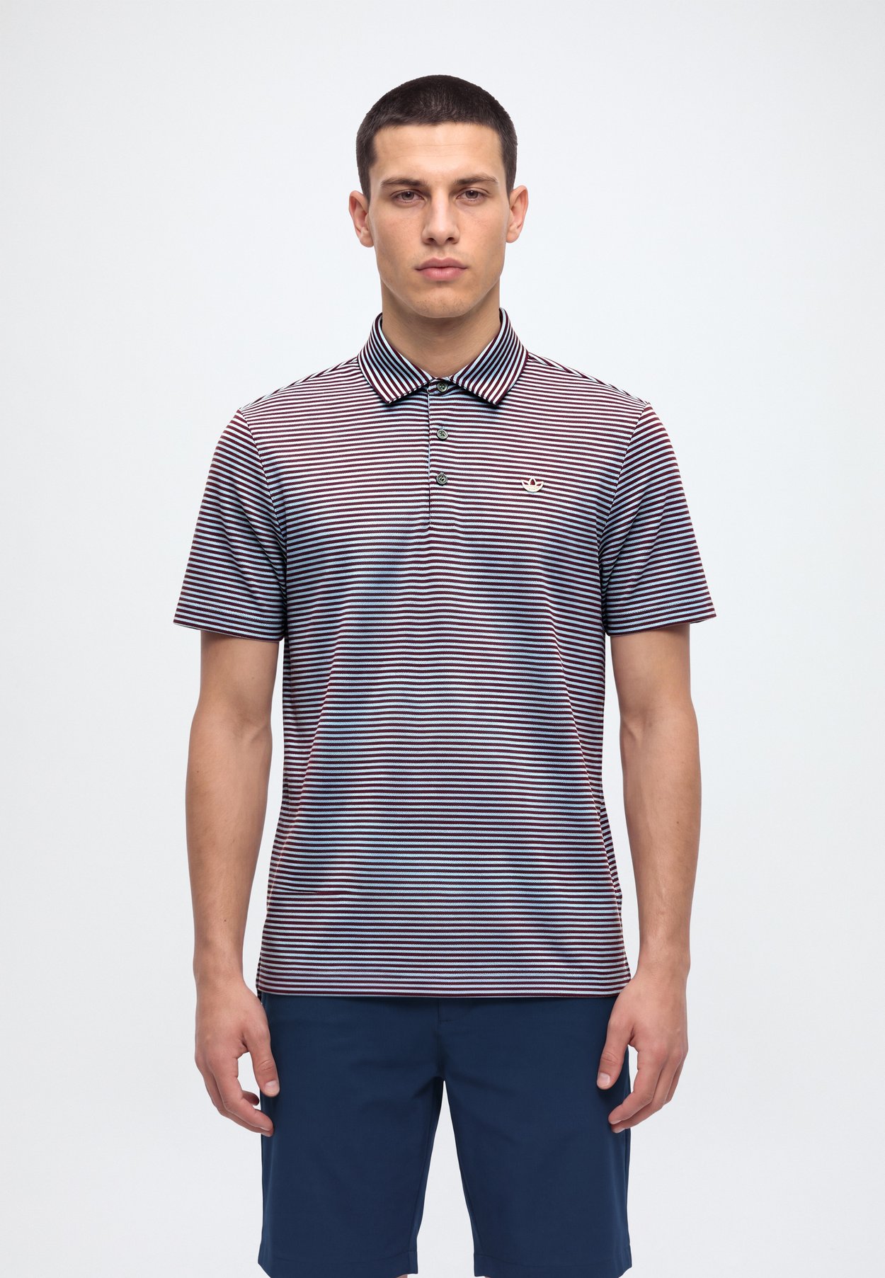 adidas ORIGINALS STRIPE - Polo shirt - clear sky/maroon