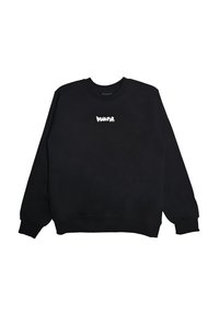 Felpa nera con collo a giro e maniche lunghe, con logo bianco in stile graffiti centrato sul petto.