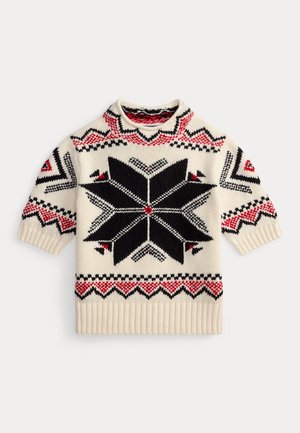 Polo Ralph Lauren SNOWFLAKE MOCKNECK SHORT-SLEEVE SWEATER - Vesta - authentic cream multi