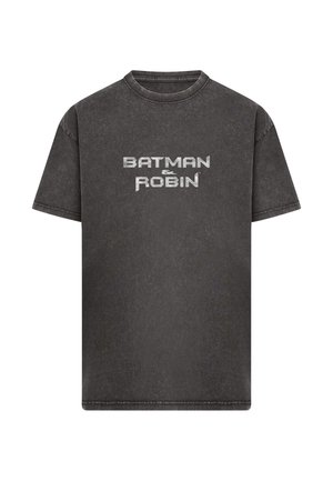 Merchcode, BATMAN & ROBIN ACID WASH HEAVY OVERSIZE TEE - T-shirts print - black