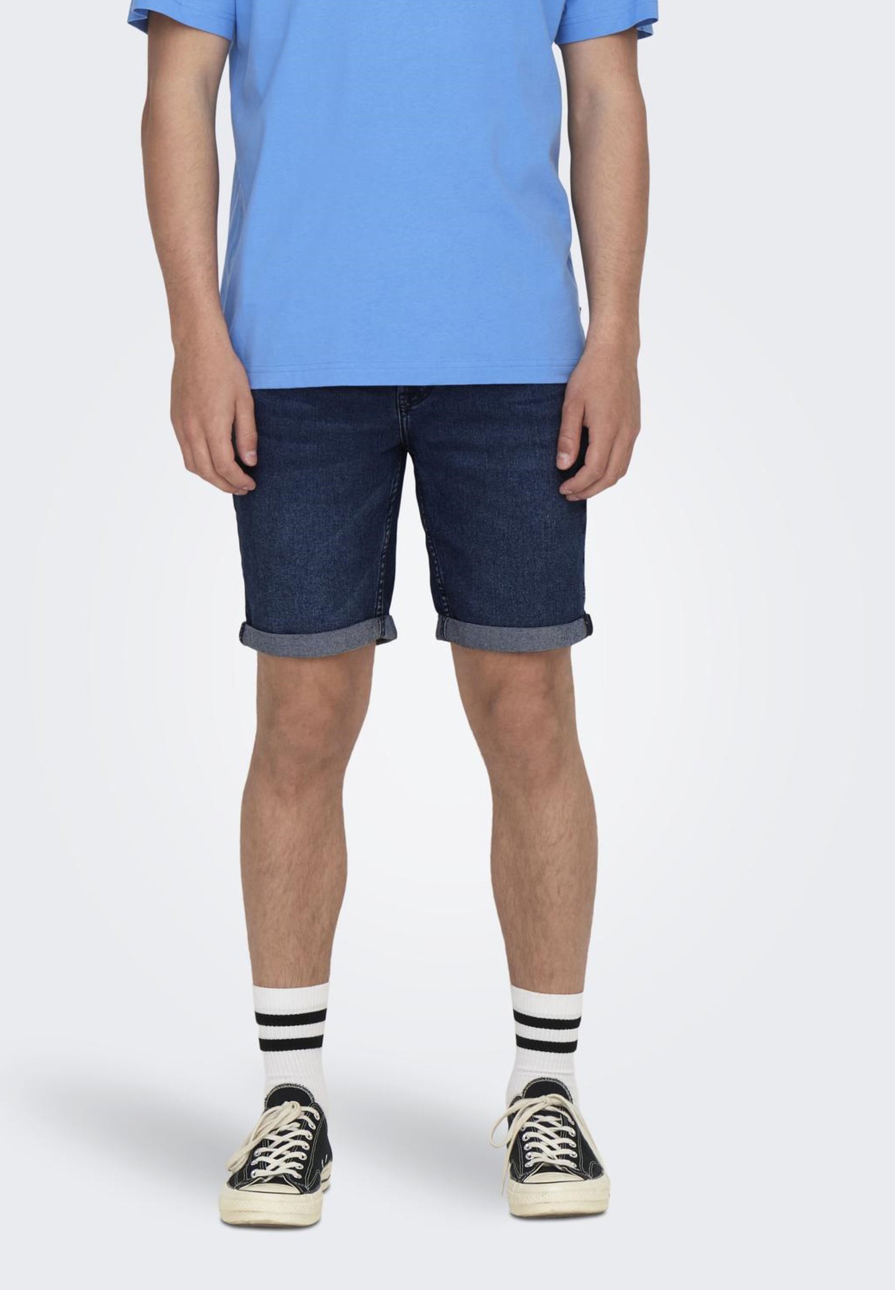 Short Jean Homme Only & Sons - Coupe Ajustée - Taille Élastique - Style Décontracté