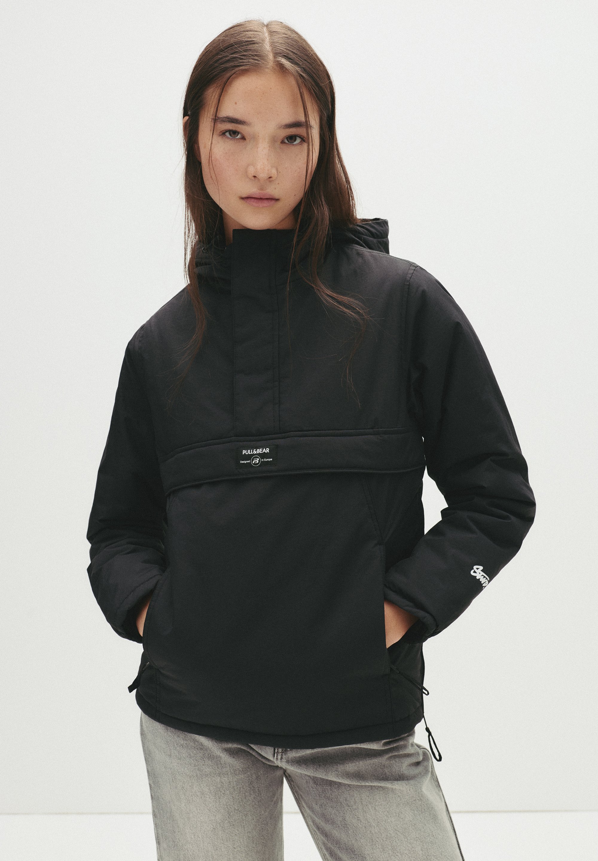 PULL&BEAR BASIC POUCH POCKET Giacca da mezza stagione black