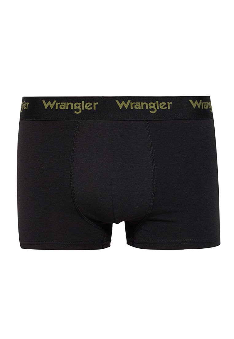 Czarne bokserki wykonane z miękkiej tkaniny, z elastycznym paskiem w kolorze oliwkowym z nadrukowanym logo i dopasowanym krojem.