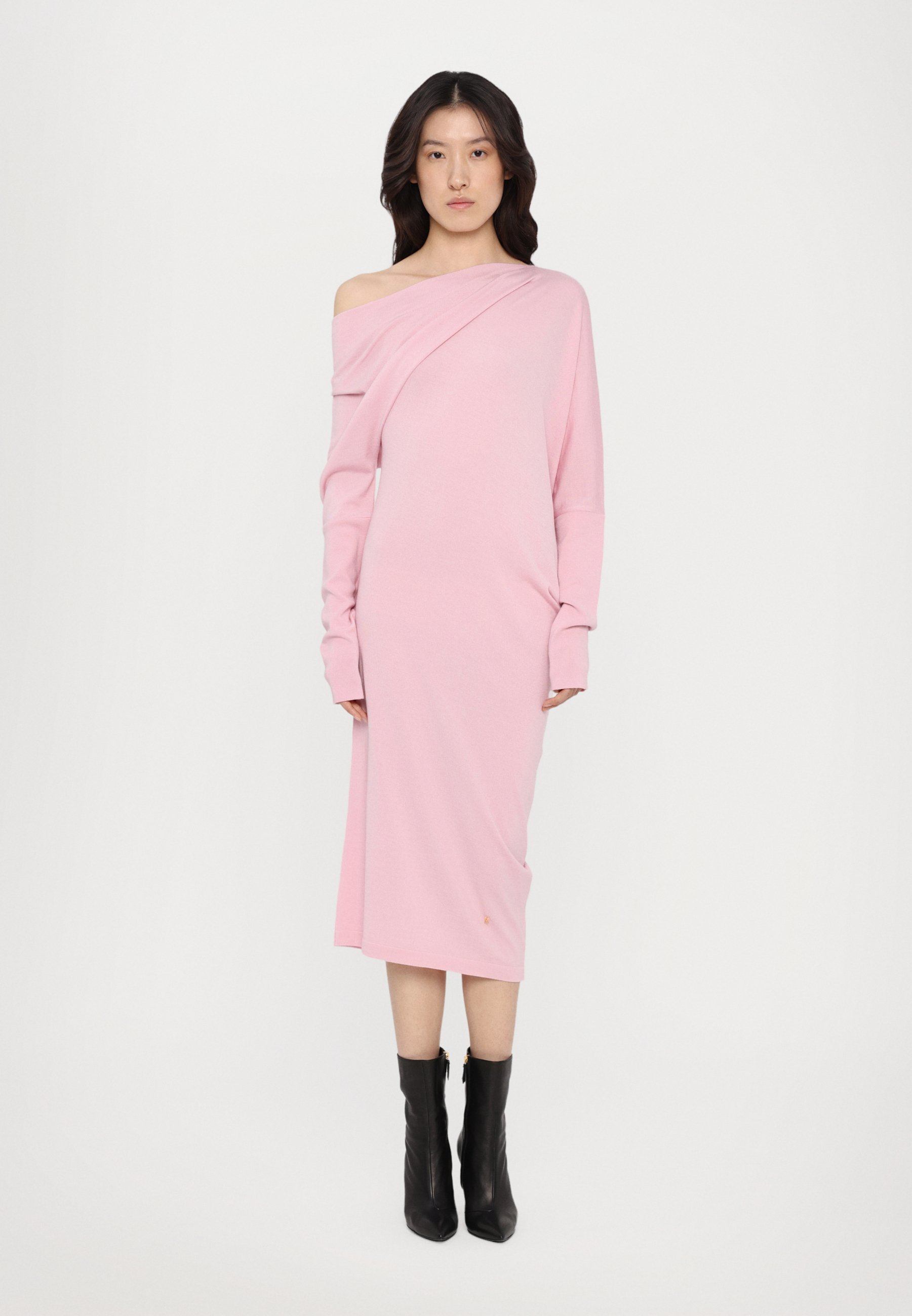 Robe Asymétrique IXOS MALLONI - Taille 42, Rose Foncé, Coton Élastique, Neuf Sans Étiquettes