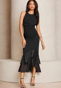 Lipsy SLEEVELESS RUFFLE ORGANZA HEM MIDI - Rochie tip creion - black