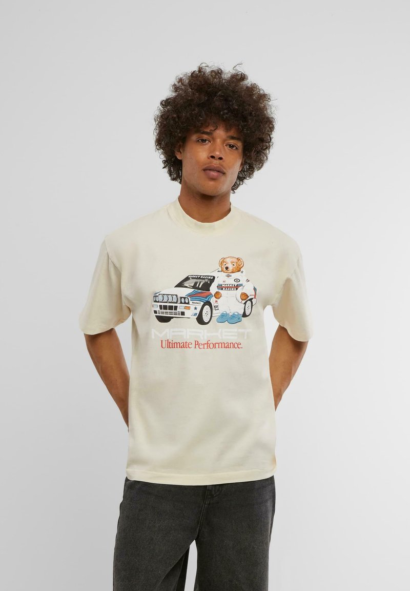 Market ULTIMATE RALLY - Nyomott mintás póló - ecru