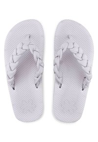 Light purple flip-flops with braided straps, textured rubber soles featuring a honeycomb pattern, and smooth footbed surface.