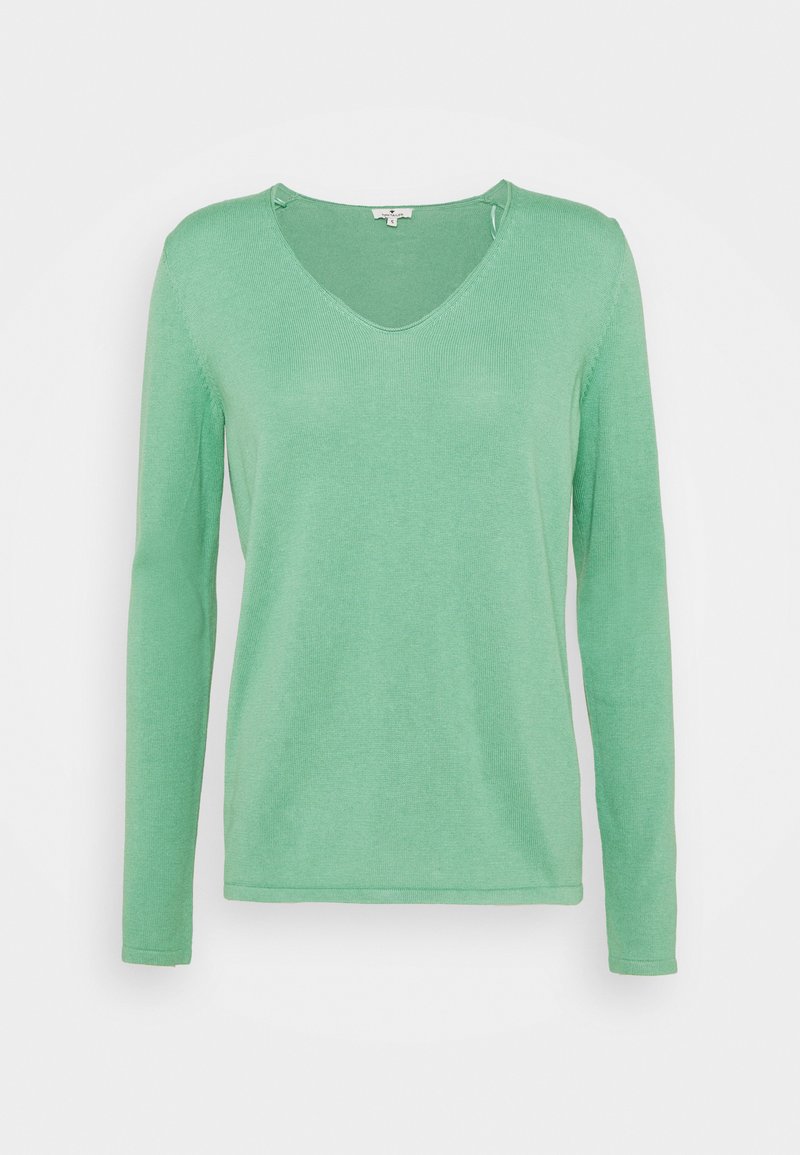 TOM TAILOR BASIC V-NECK - Strickpullover - soft leaf green