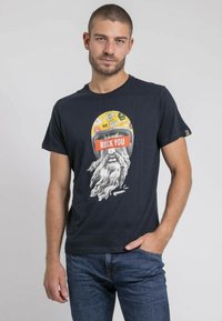 Ritchie Jeans - COL ROND JOMODEK - T-shirt imprimé - bleu marine Image miniature 1