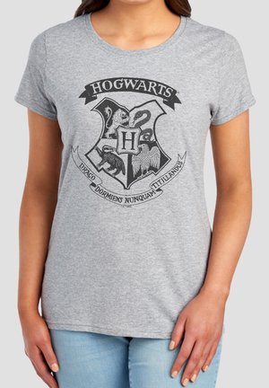Cotton Soul, HARRY POTTER HOGWARTS ONE COLOR CREST - Print T-shirt - mottled light grey