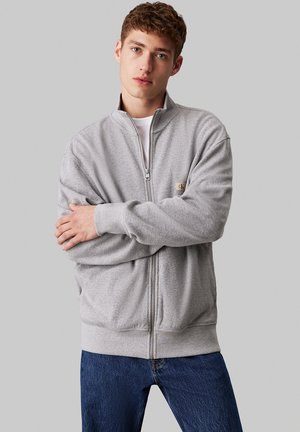 LABEL WAFFLE ZIP THROUGH - Kardigán - gray heather