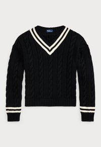 ARAN KNIT COTTON CRICKET JUMPER - Svetrík - black/cricket cream