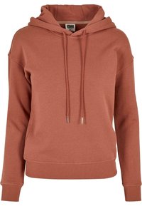 Sudadera granate con capucha ajustable, puños y dobladillo de canalé. Fabricada en tela suave con un corte holgado. Presenta detalles en plata en los cordones.