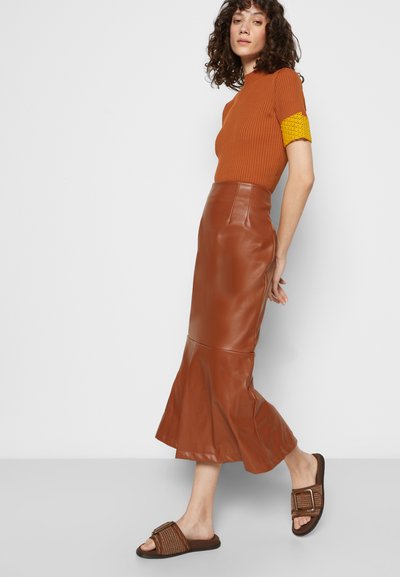 STAUD LAUREL SKIRT - Saia evasé - whiskey