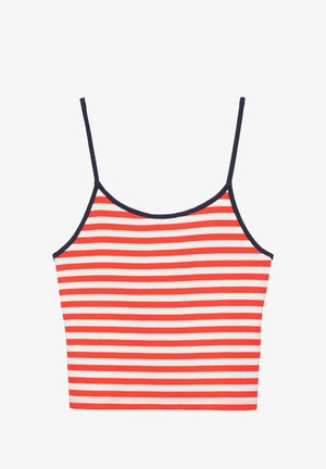 PULL&BEAR, STRIPED WITH STRAPS - TOP - Top - red