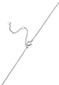 Sølv kædearmbånd med et sammenkoblet design, en ungdoms lås og en justerbar forlængelses kæde for tilpasset længde.