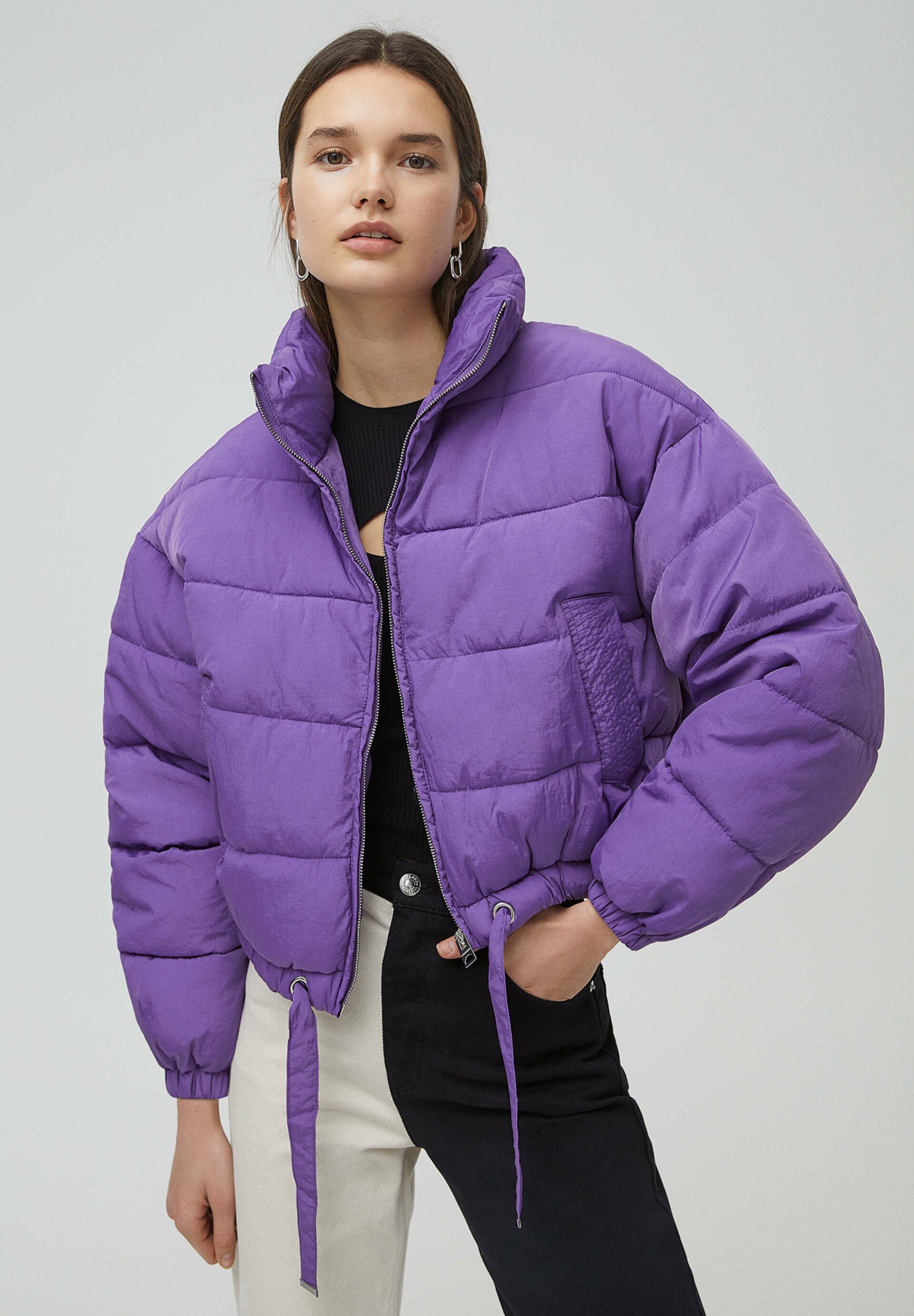 pull and bear purple puffer jacket