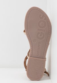 Semelle de sandale avec logo Gioseppo, taille 36, motif de talon texturé et semelle en caoutchouc marron clair.