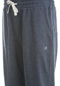 Dunkelgraue Jogginghose aus weichem Material, mit einem elastischen Bund und Zugband sowie seitlichen Taschen. Kleines Logo auf dem Oberschenkel.