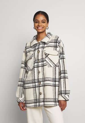 OVERSIZED CHECK SHACKET - Lett jakke - ecru