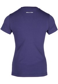 Purple short-sleeve t-shirt made from cotton with a fitted design. Features a white "GORILLA WEAR" logo at the back near the neckline.