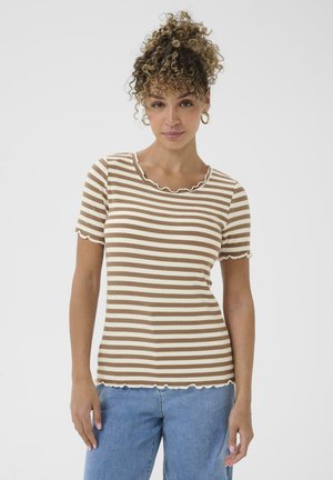 RIBBA STRIPE - Trükipildiga T-särk - cocoa crème stripe