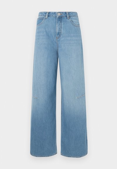 Lyseblå vidjeans med høy midje, som har to frontlommer, subtile sømdetaljer og en avslappet passform.