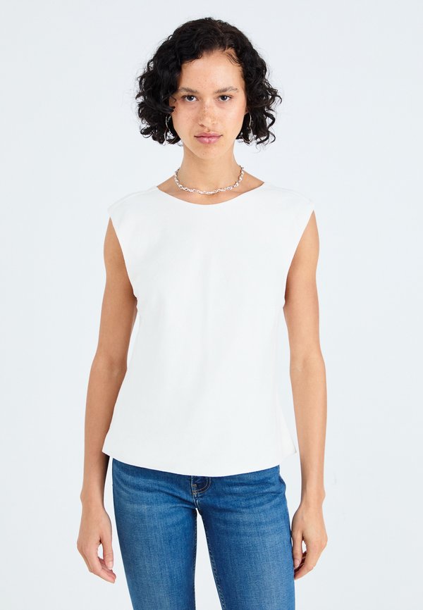 Linen-Blend Skimming Shell Top - Top - turquoise