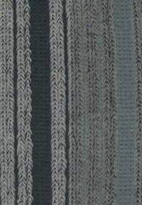 Textil mit Struktur, das abwechselnd vertikale Streifen in unterschiedlichen Grautönen und Dunkelgrau zeigt und ein gewebtes, gestricktes Aussehen hat.