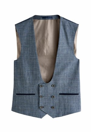 Next, REGULAR FIT - TRIMMED CHECK SUIT WAISTCOAT . - Veste sans manches - navy blue