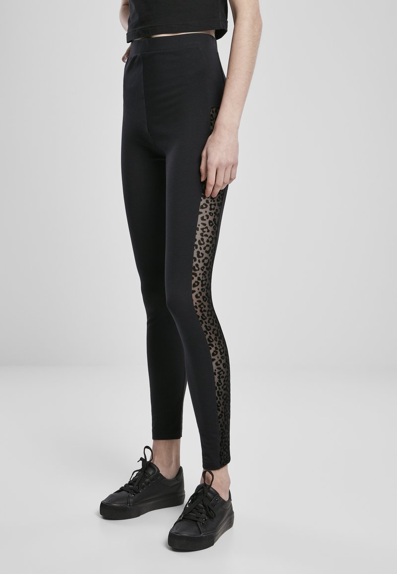 Urban Classics - FLOCK LACE STRIPE - Leggings - black, Förstora