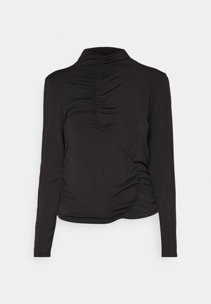 ONLY ONLBEA HIGH NECK RUCHING TOP - Tops ar garām piedurknēm - black