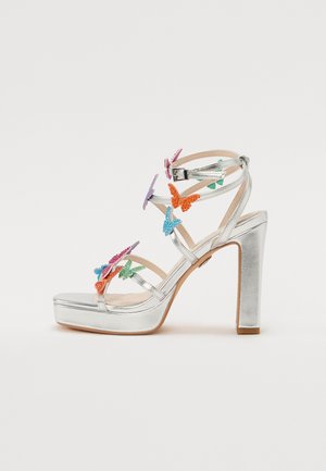 JUNE GLAM - Ankle cuff sandals - silver coloured/multi coloured