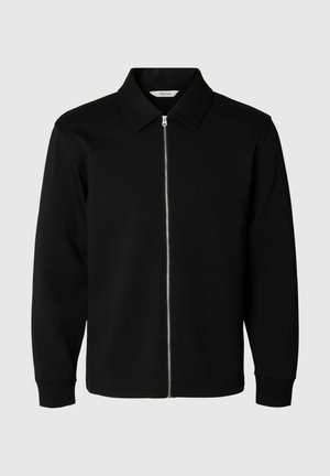 Selected, SLMTOM SOFT FULL ZIP SWEAT NOOS - Sweat zippé - black