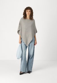 VILA VICILLO O-NECK PONCHO - Skraistė - light grey melange