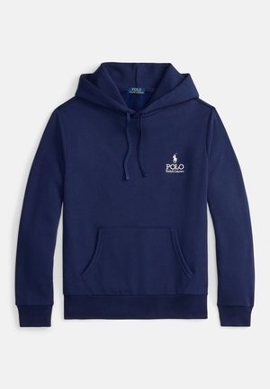 Tamnoplava majica s kapuljačom od mješavine pamuka, s prednjim džepom, podesivom kapuljačom s vezicama i bijelim izvezenim logotipom na prsima.