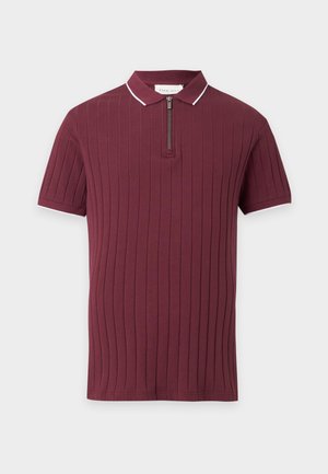 Pier One, WIDE RIB ZIP SHORT SLEEVES POLO - Polo - port royale/white