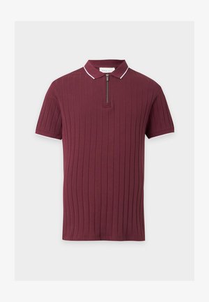 Pier One, WIDE RIB ZIP SHORT SLEEVES POLO - Polo - port royale/white