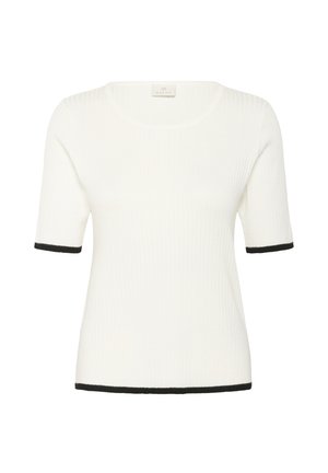 Kaffe KALIZZA CONTRAST - Basic T-shirt - chalk with black contrast