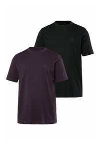 Kortærmede T-shirts i mørkelilla og sort. Lavet af bomuld, med en rund halsudskæring og logo-detaljer på brystet.