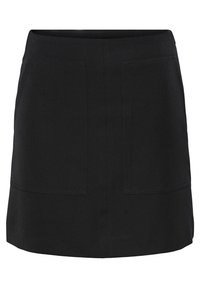 Jupe noire à coupe droite, dotée de deux poches avant et d'une finition soignée. Fabriquée en tissu lisse avec des détails minimaux.